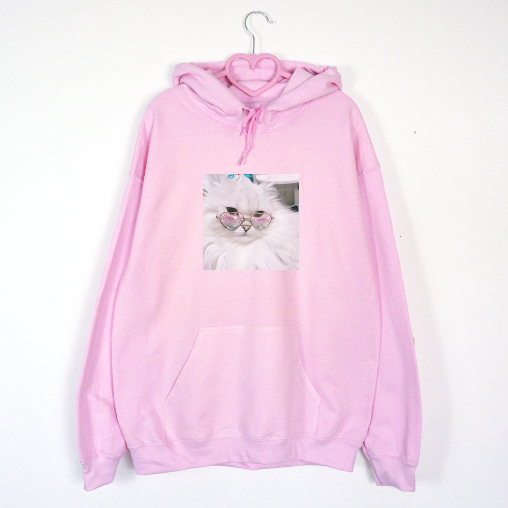 bluza różowa z kapturem celebrity cat