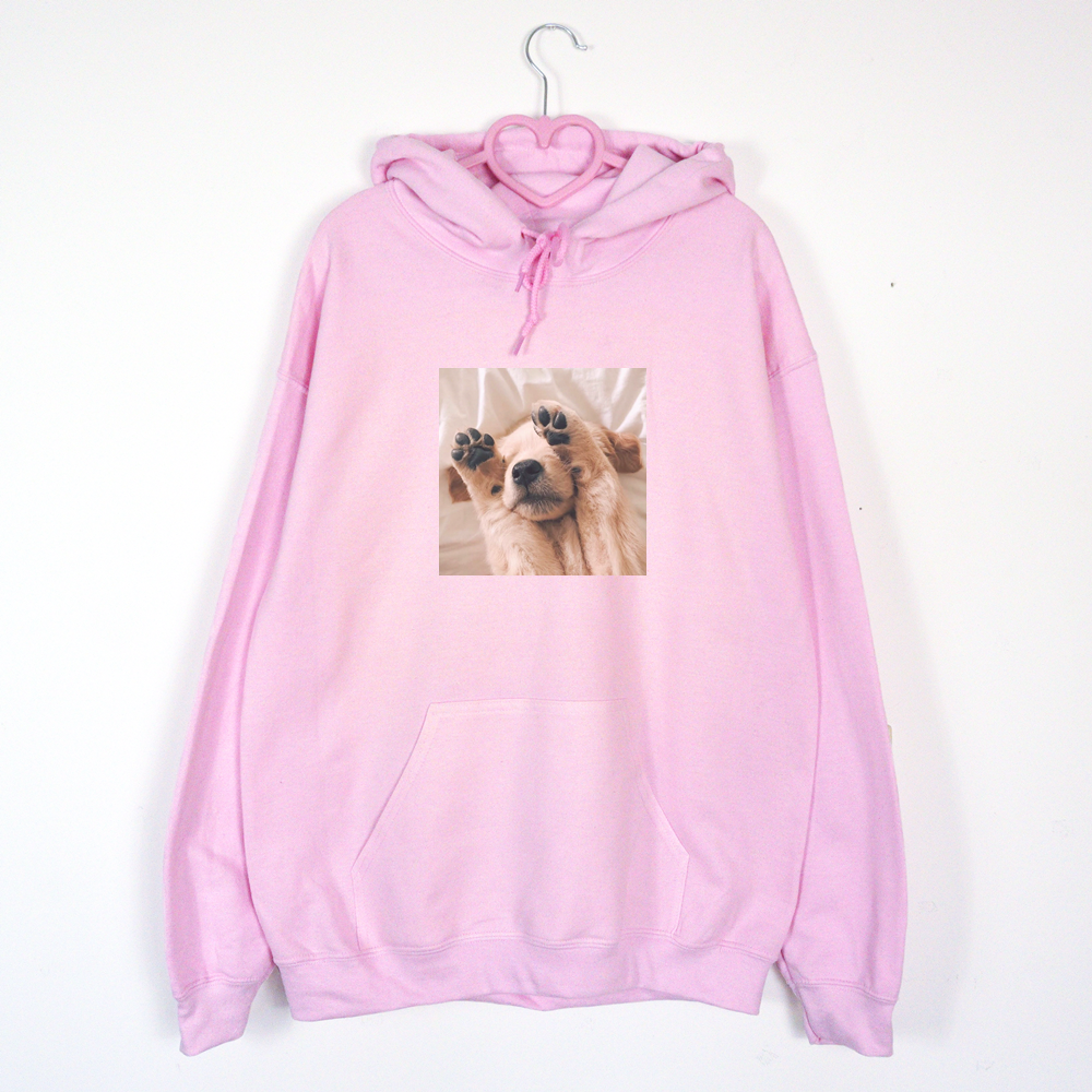 bluza różowa z katurem puppy