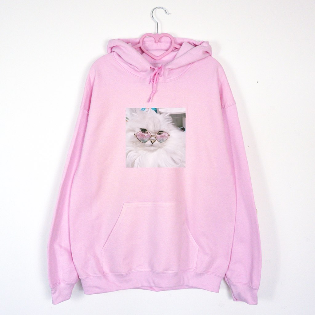 bluza różowa z kapturem kot celebryta
