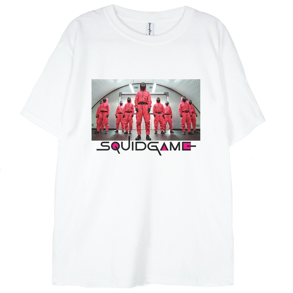 koszulka biała squid game photo gra t-shirt.com
