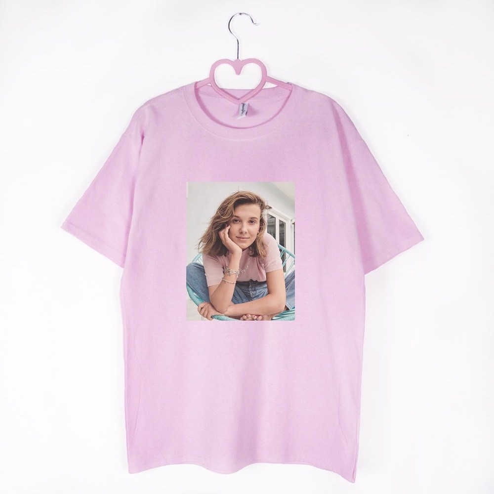 koszulka różowa millie bobby brown cute