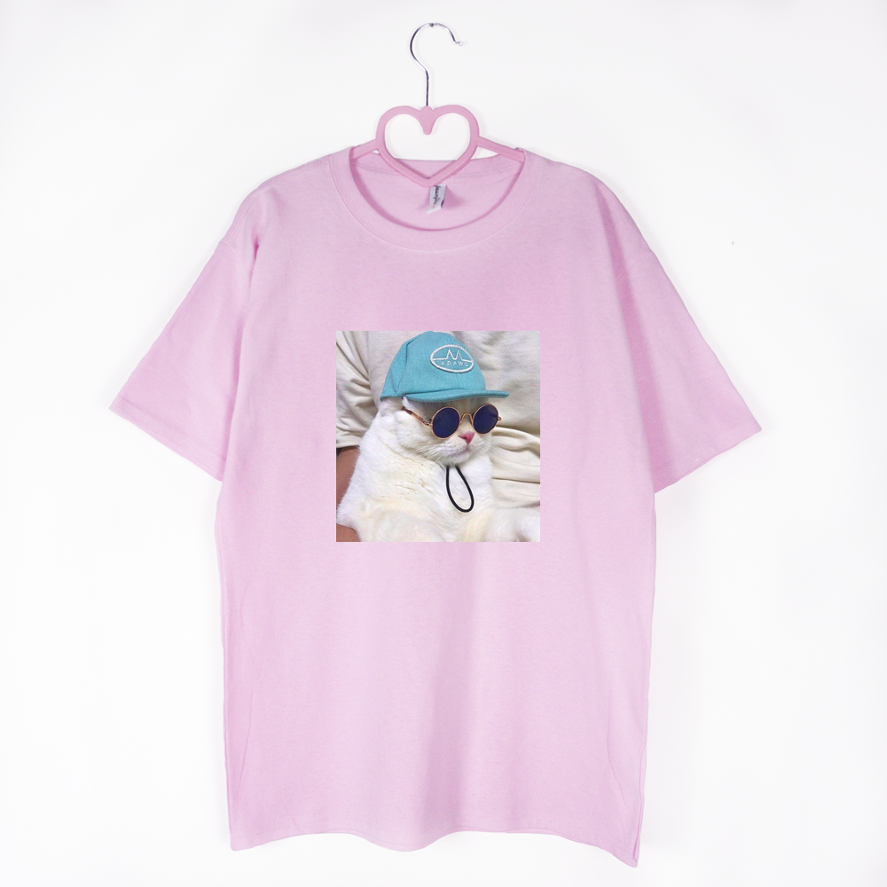 koszulka różowa cat with cap