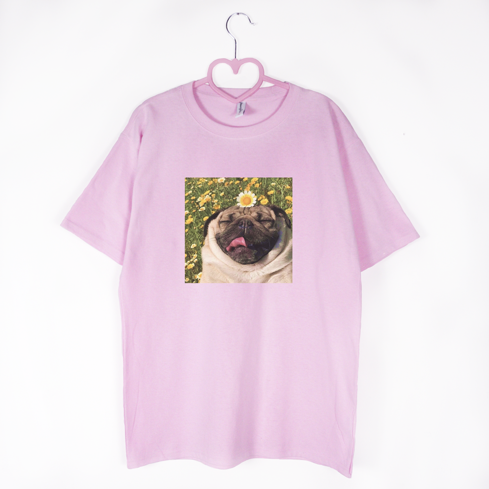 koszulka różowa pugs chill