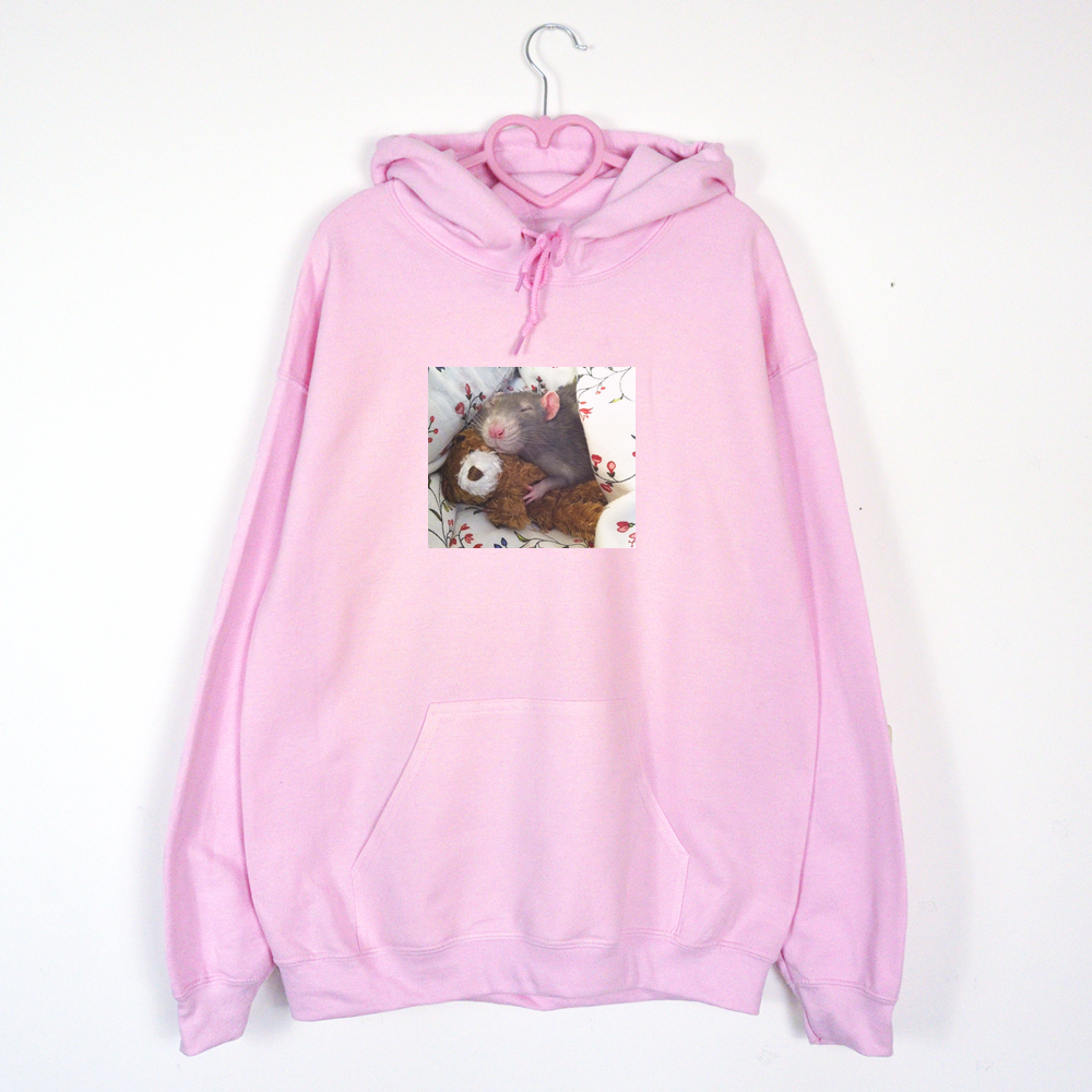 bluza różowa z kapturem szczuruś