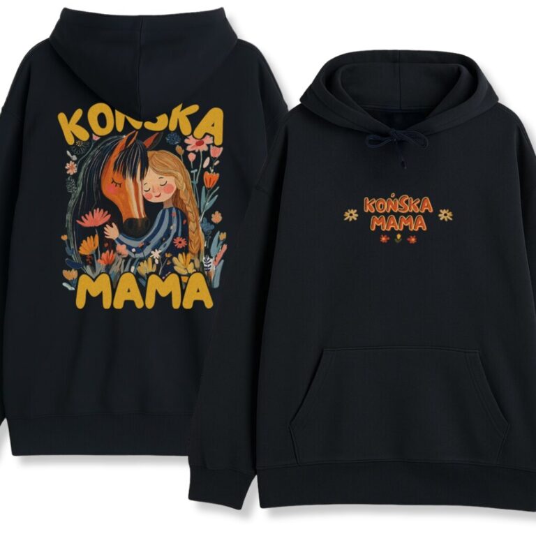 Bluza dwustronna z kapturem Końska Mama Brązowy Koń