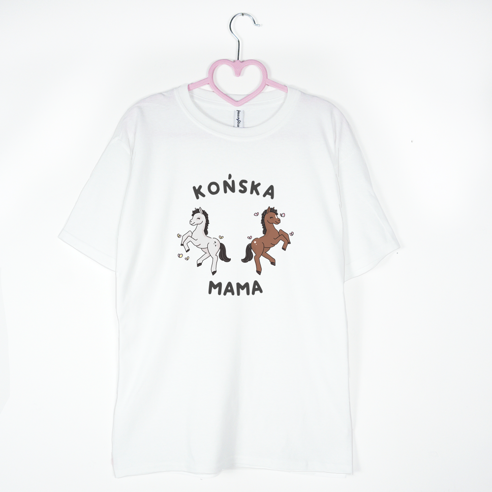 koszulka biała końska mama