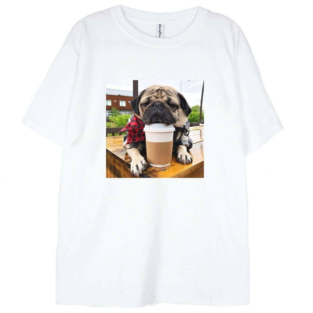 T-shirt Coffee Please Pug — zdjęcie 4