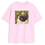 Różowa bluzka z mopsem Pugs Chill, widok z przodu
