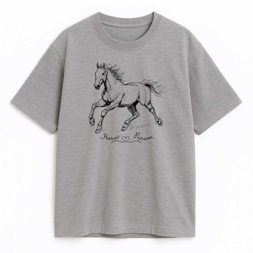 Koszulka z koniem line art - wariant szary, front
