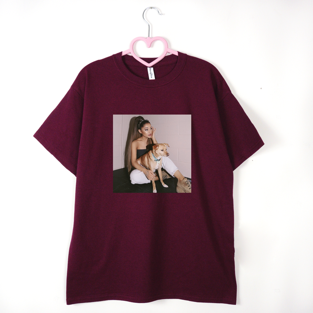 koszulka burgund Ariana Grande and Dog