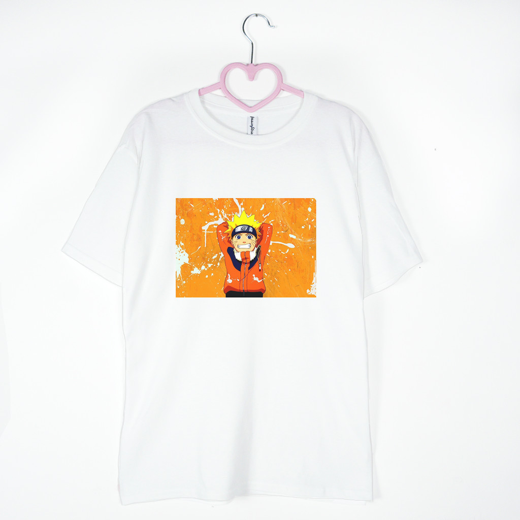 biała koszulka naruto anime orange