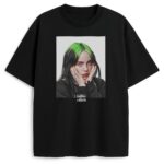 T-shirt Billie Eilish Sadness z portretem artystki na czarnym tle
