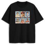 T-shirt Stranger Things School Photos w czarnej wersji z grafiką postaci w stylu D&D