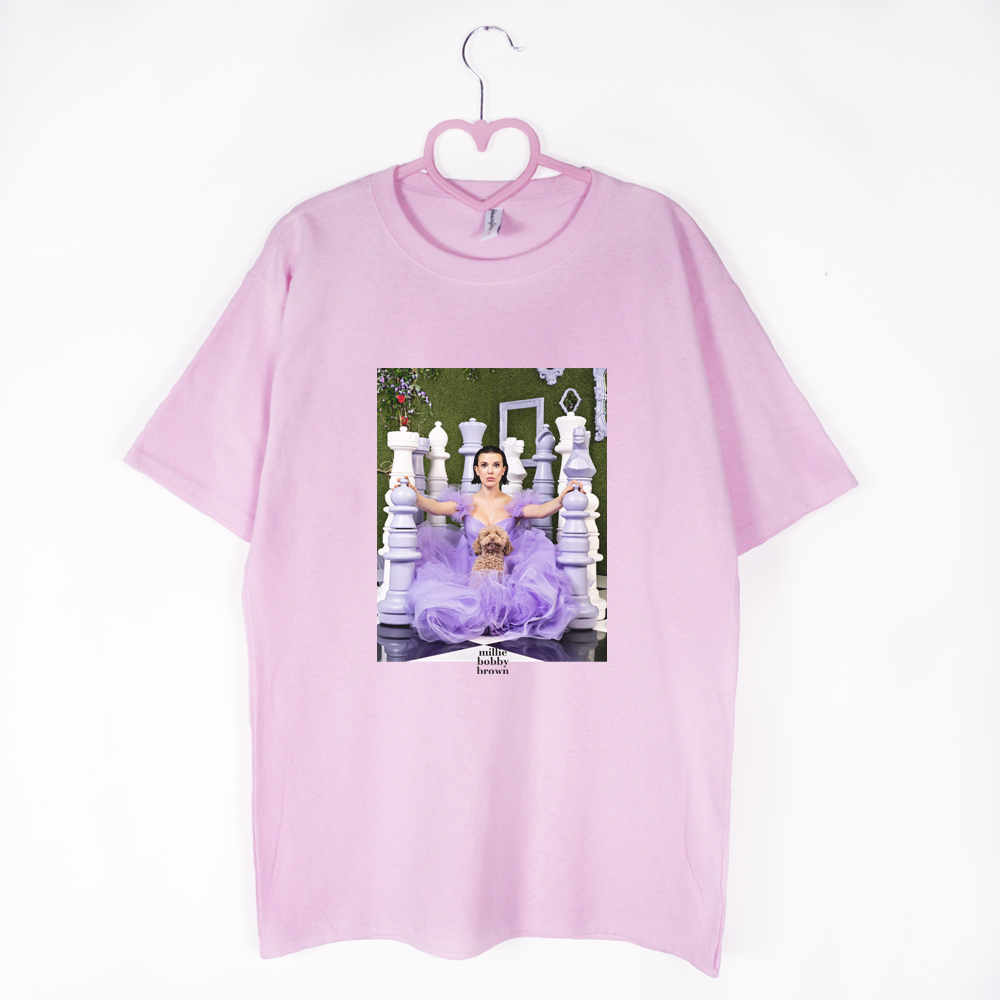 koszulka różowa Millie Bobby Brown and Dog