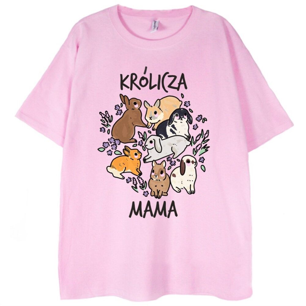 t-shirt królicza mama w kolorze różowym