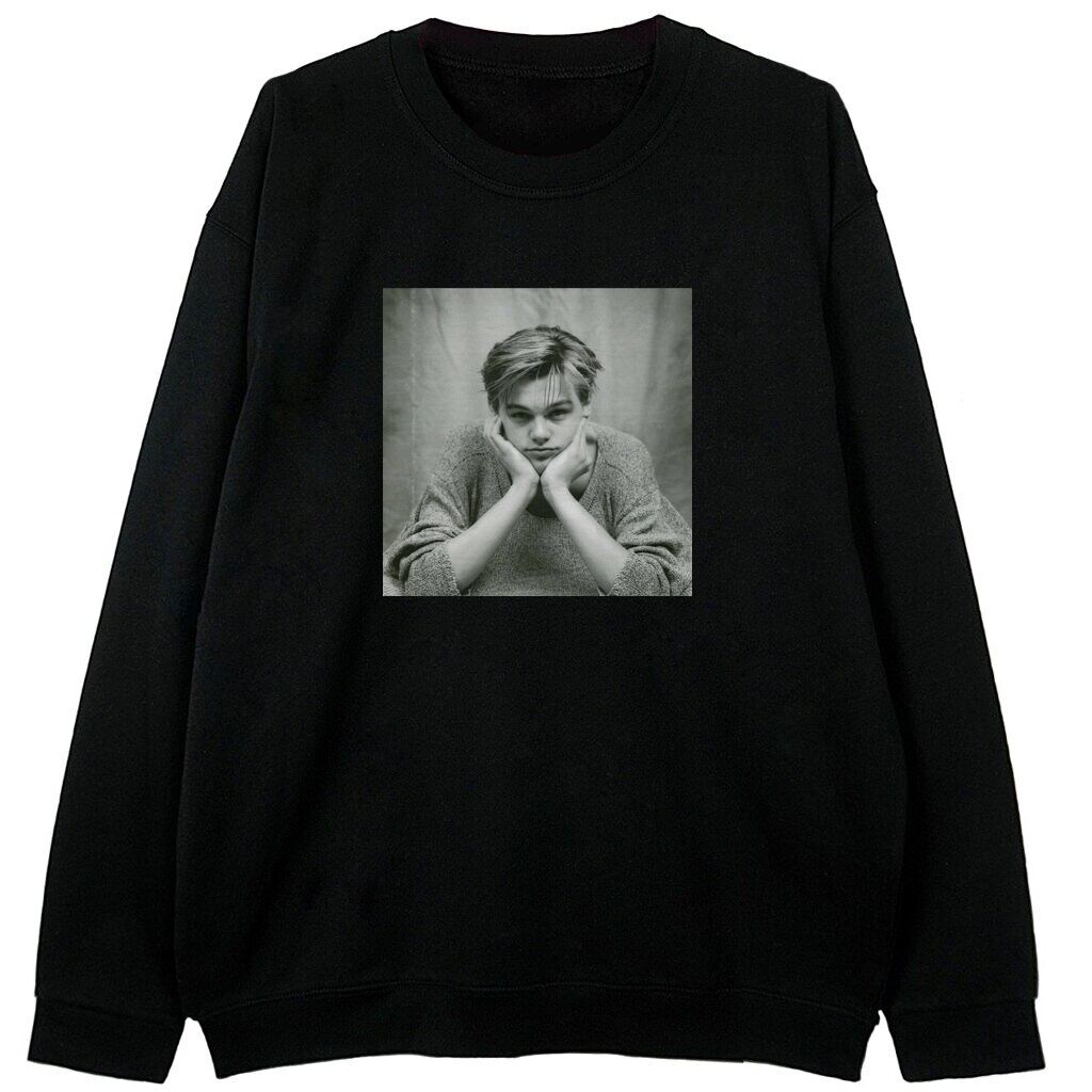czarna bluza ze zdjęciem młodego aktora leonardo dicaprio