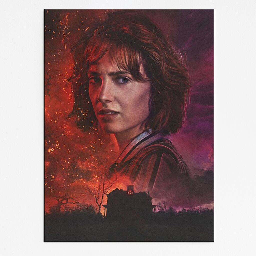 Plakat Stranger Things Robin Buckley – intensywne spojrzenie i ogień