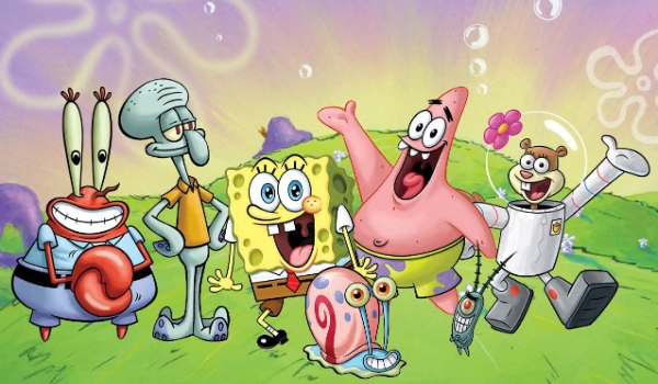 Spongebob Kanciastoporty w towarzystwie swoich ulubionych przyjaciół