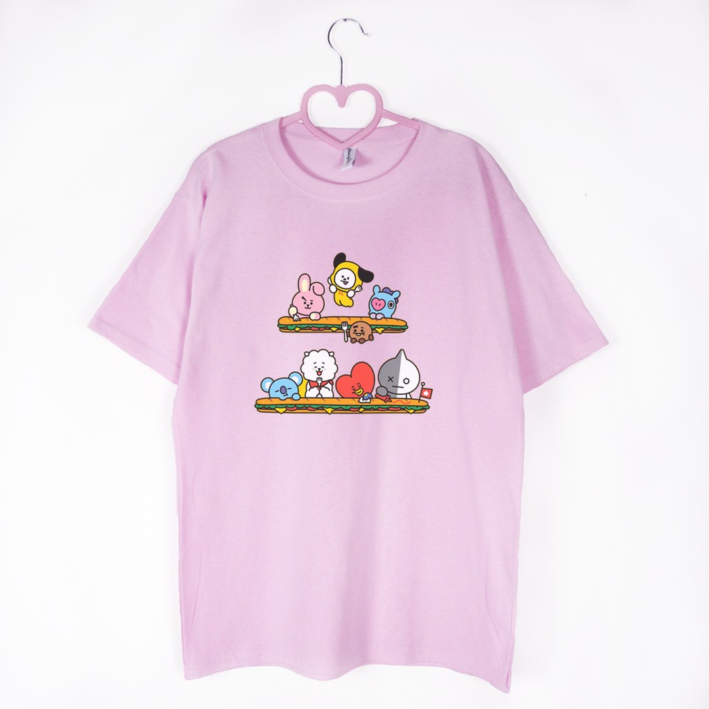 koszulka różowa bt21 bts sandwich