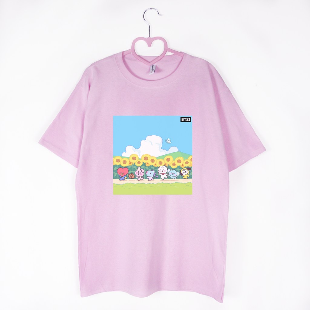 koszulka różowa bt21 sunflowers bts