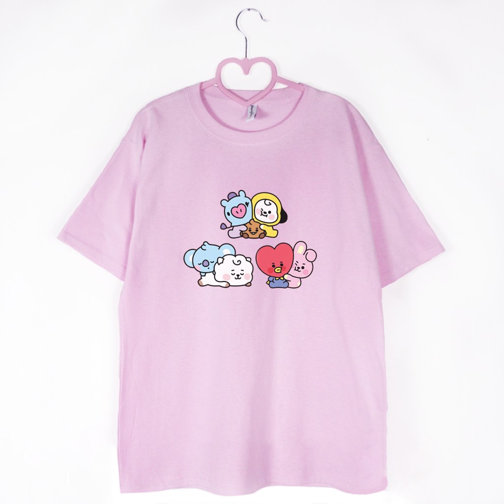 różowa koszulka bt21 cute bts