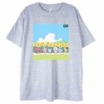 t-shirt szary z grafiką bt21 sunflowers