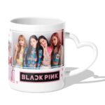 Kubek z Nadrukiem Blackpink biały z grupą w żywych pozach