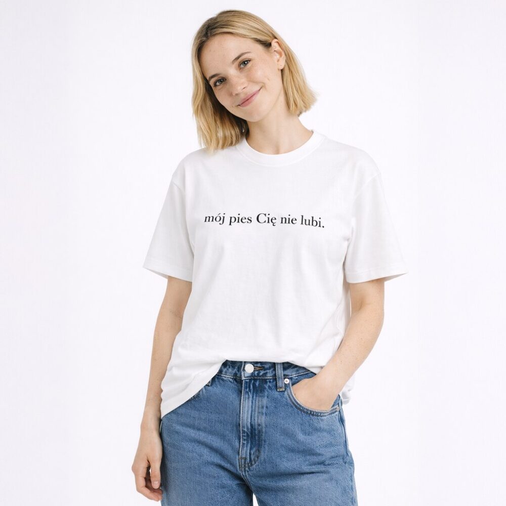 T-shirt Mój Pies Cię Nie Lubi — zdjęcie 4