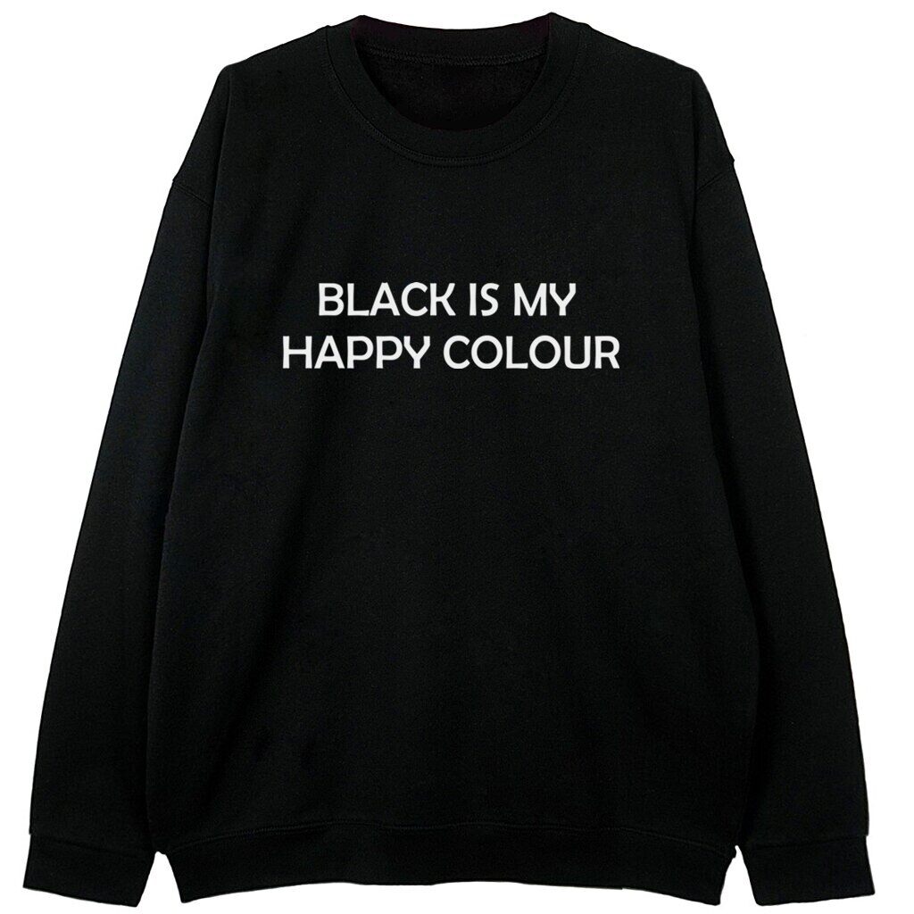 czarna bluza w stylu aesthetic z napisem black is my happy colour