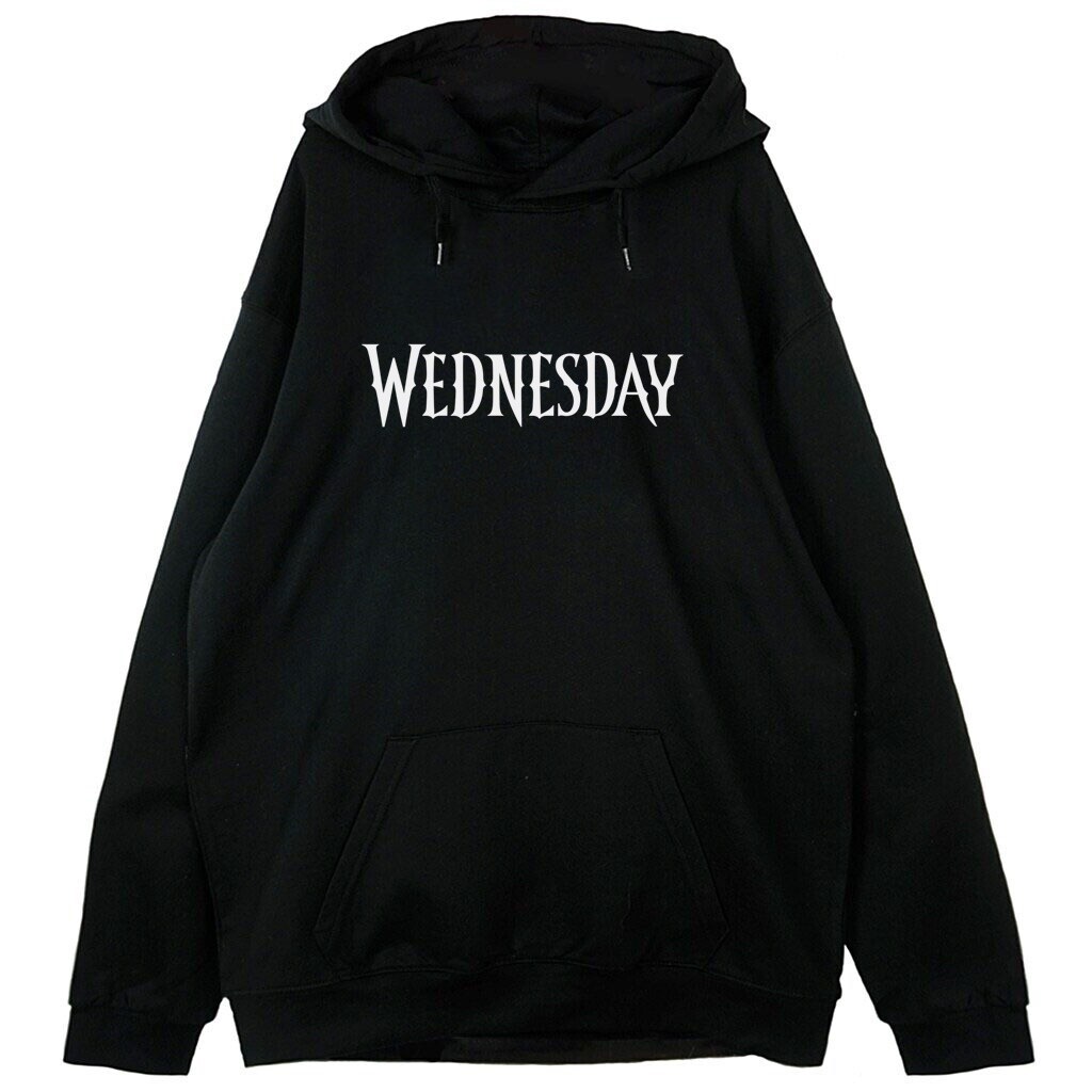 czarna bluza z kapturem wednesday addams logo