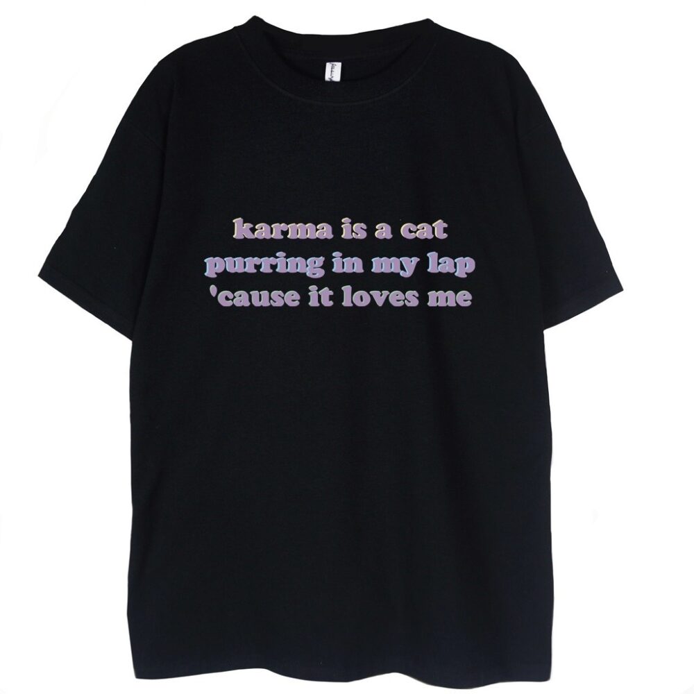 t-shirt czarny z grafiką taylor swift karma
