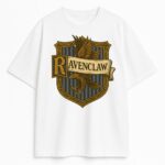 Biała koszulka Ravenclaw z herbem w stylu retro