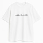 T-shirt z napisem mój kot Cię nie lubi - biała baza - minimalistyczny styl