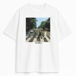 T-shirt The Beatles z nadrukiem Abbey Road – biały model