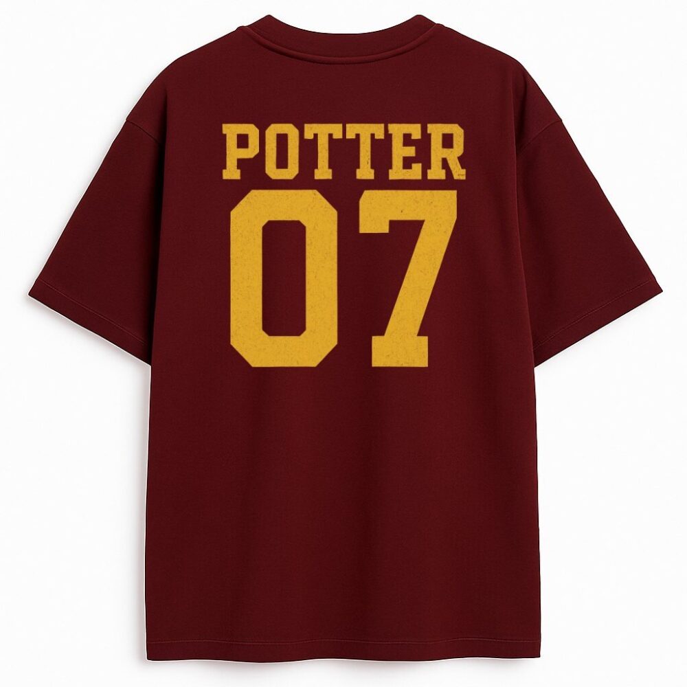 T-shirt Potter 07 Quidditch z napisem w stylu college, burgundowy