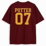 T-shirt Potter 07 Quidditch z napisem w stylu college, burgundowy