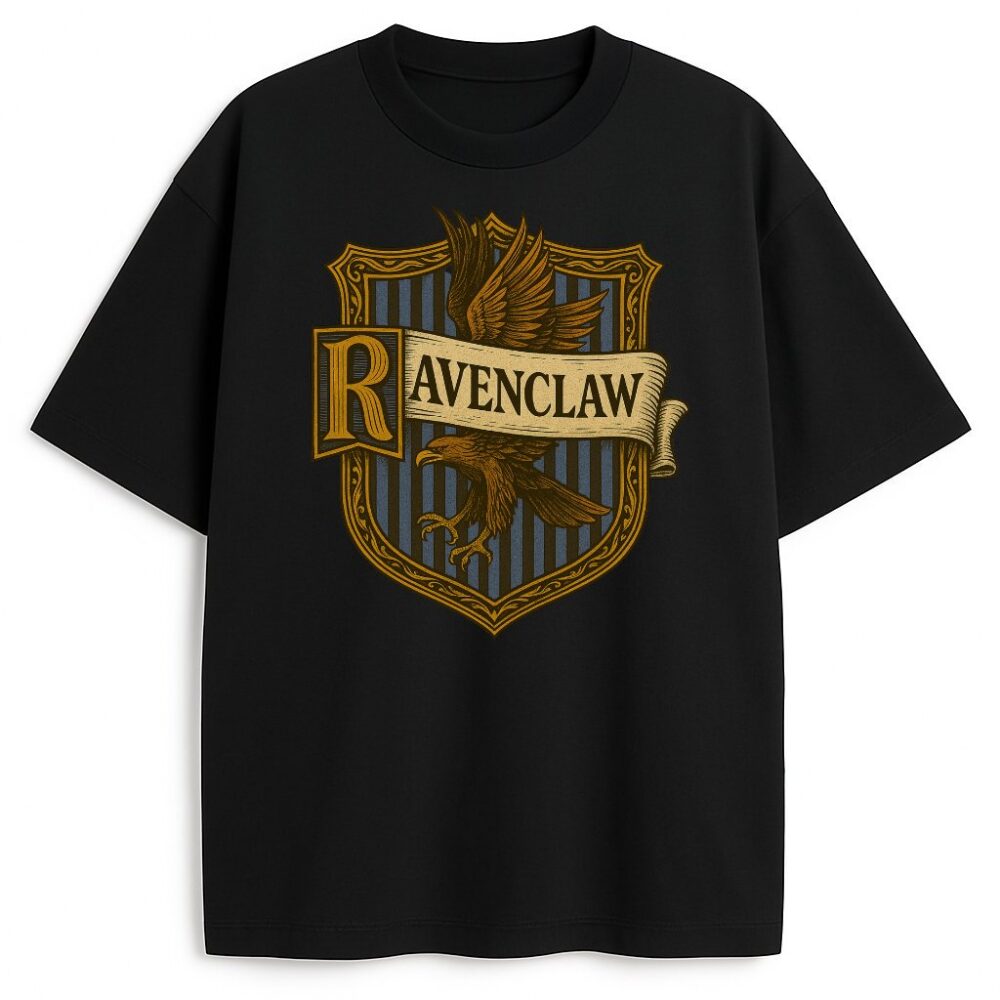 T-shirt Harry Potter Ravenclaw z herbem domu, kolor czarny