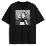 czarny t-shirt Królewna Śnieżka Bye z odważnym nadrukiem
