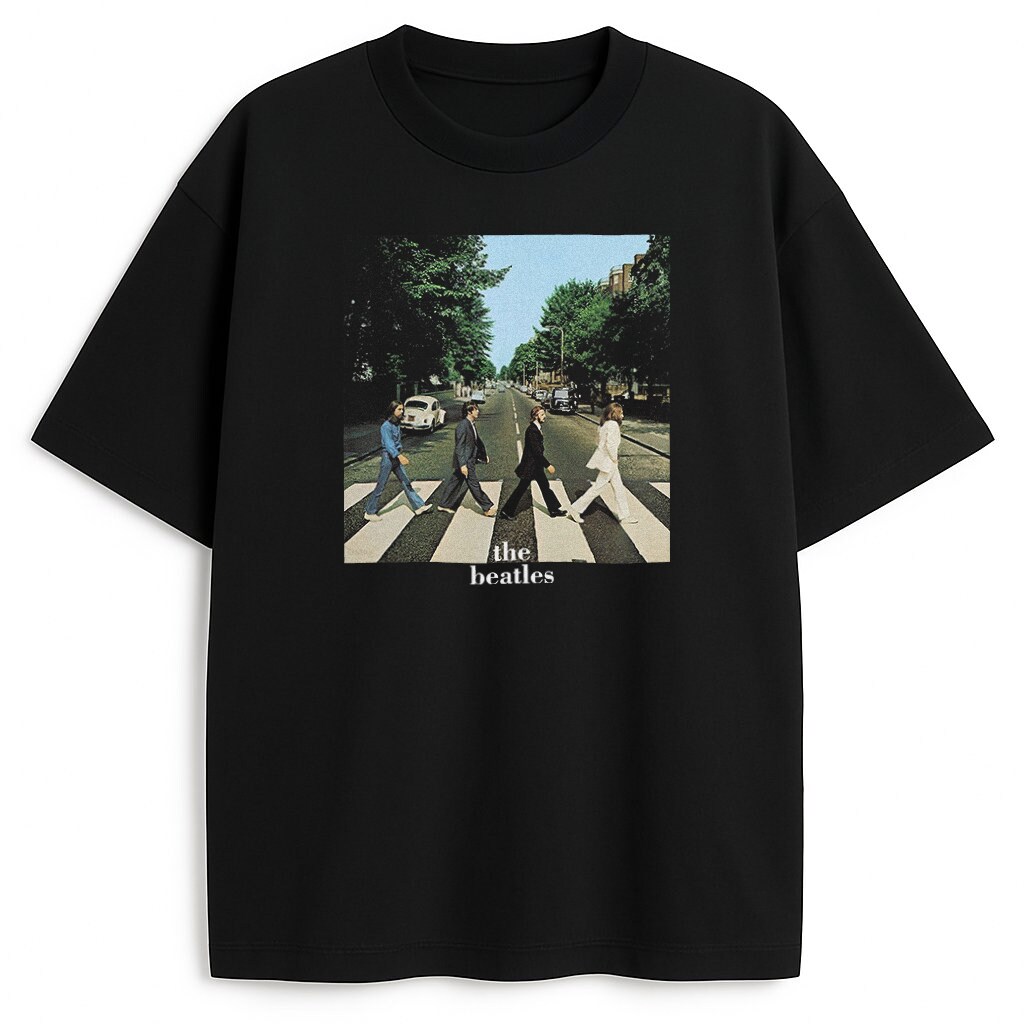 Koszulka The Beatles z nadrukiem Abbey Road na czarnym tle
