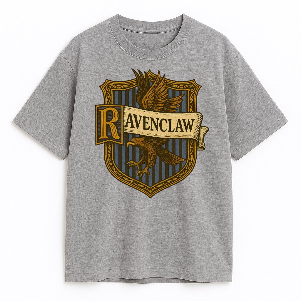 Szary T-shirt Harry Potter Ravenclaw z graficznym herbem