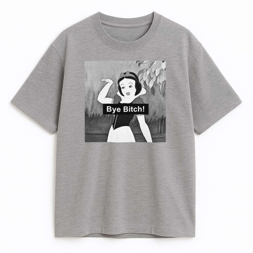 szary t-shirt Królewna Śnieżka Bye z zabawnym cytatem