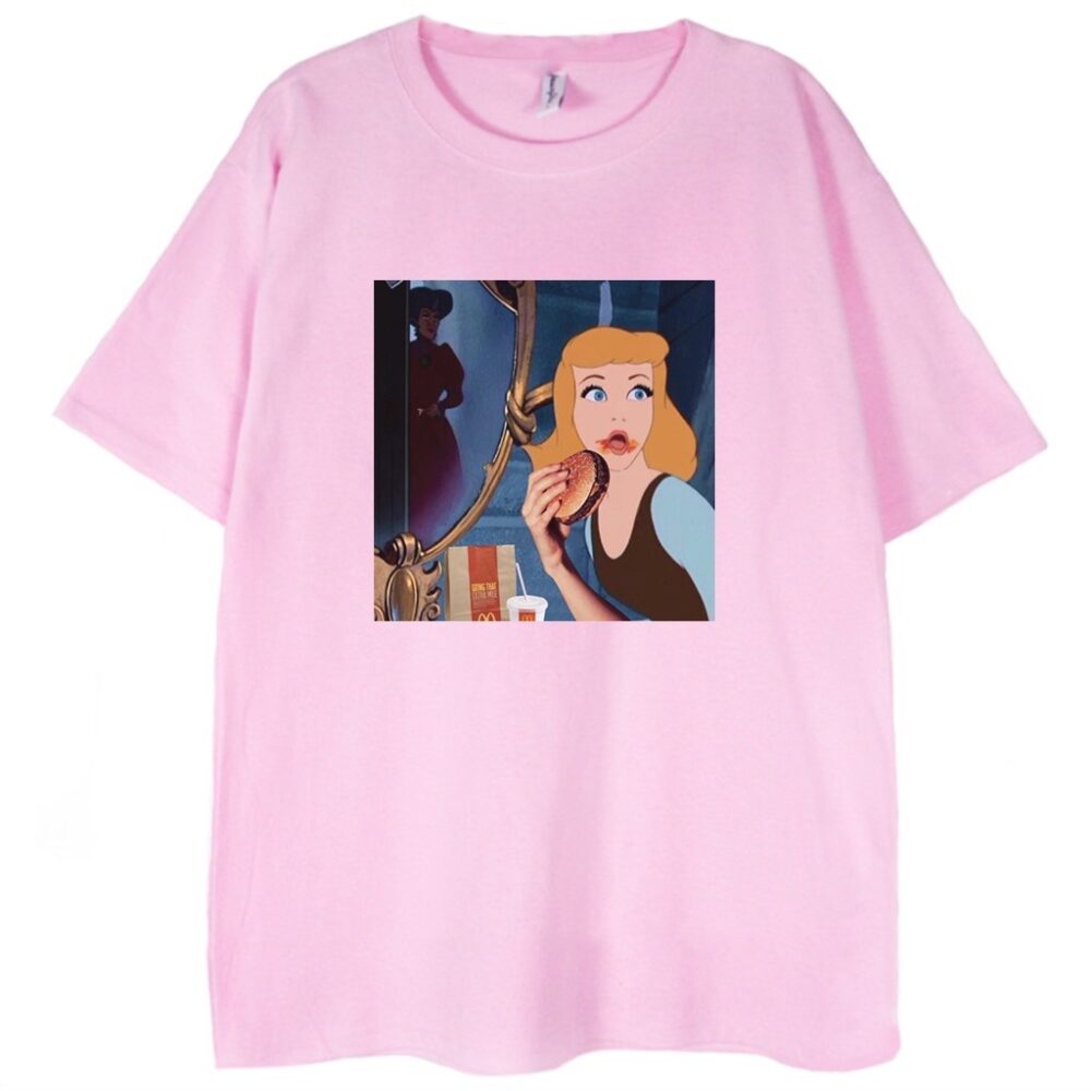 różowa koszulka z motywem bajki Cinderella z Disneya