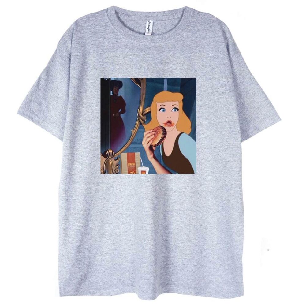 szara koszulka z nadrukiem Kopciuszka Cinderella Disney