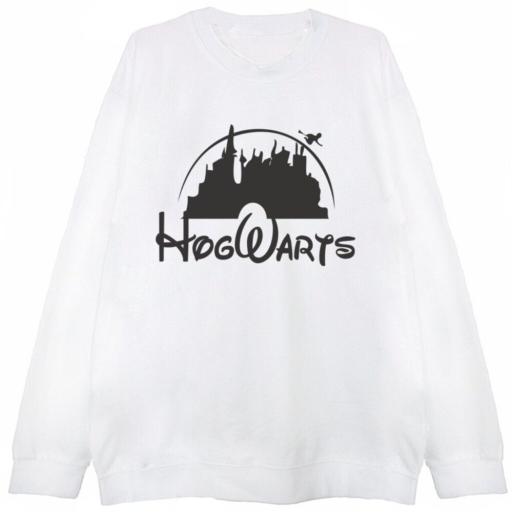 biała bluza z motywem harry potter hogwart