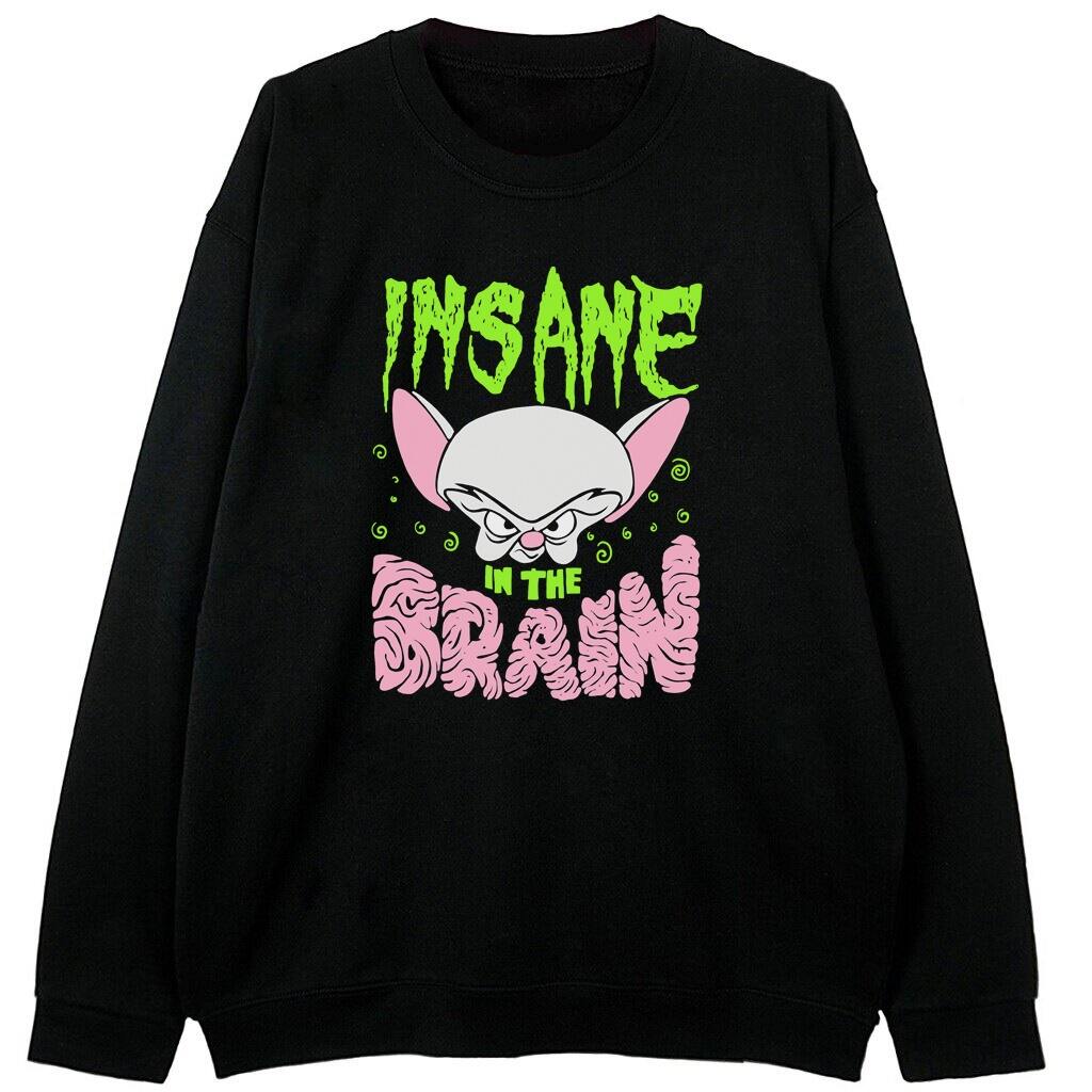 czarna bluza z nadrukiem pinky and the brain