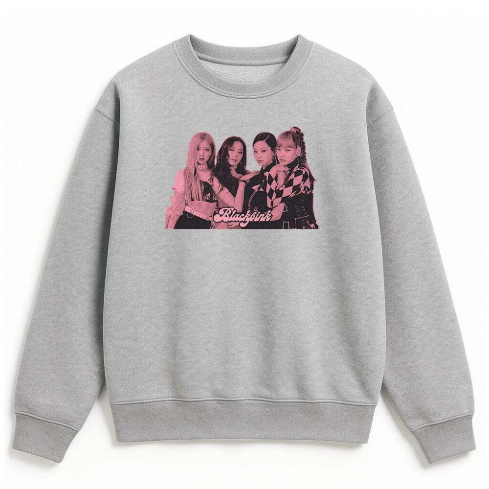 Bluza Blackpink Girls szara sportowa bez kaptura z retro printem grupy