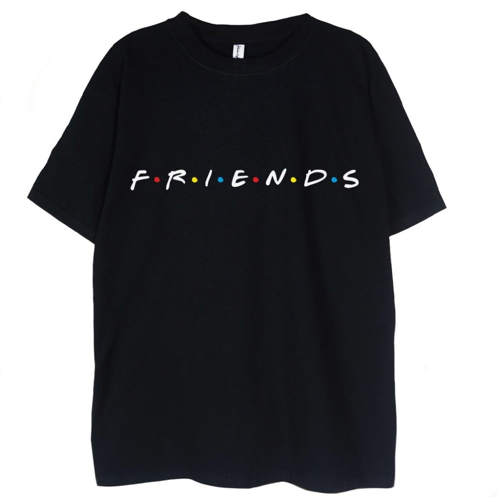 t-shirt czarny z grafiką przyjaciele logo