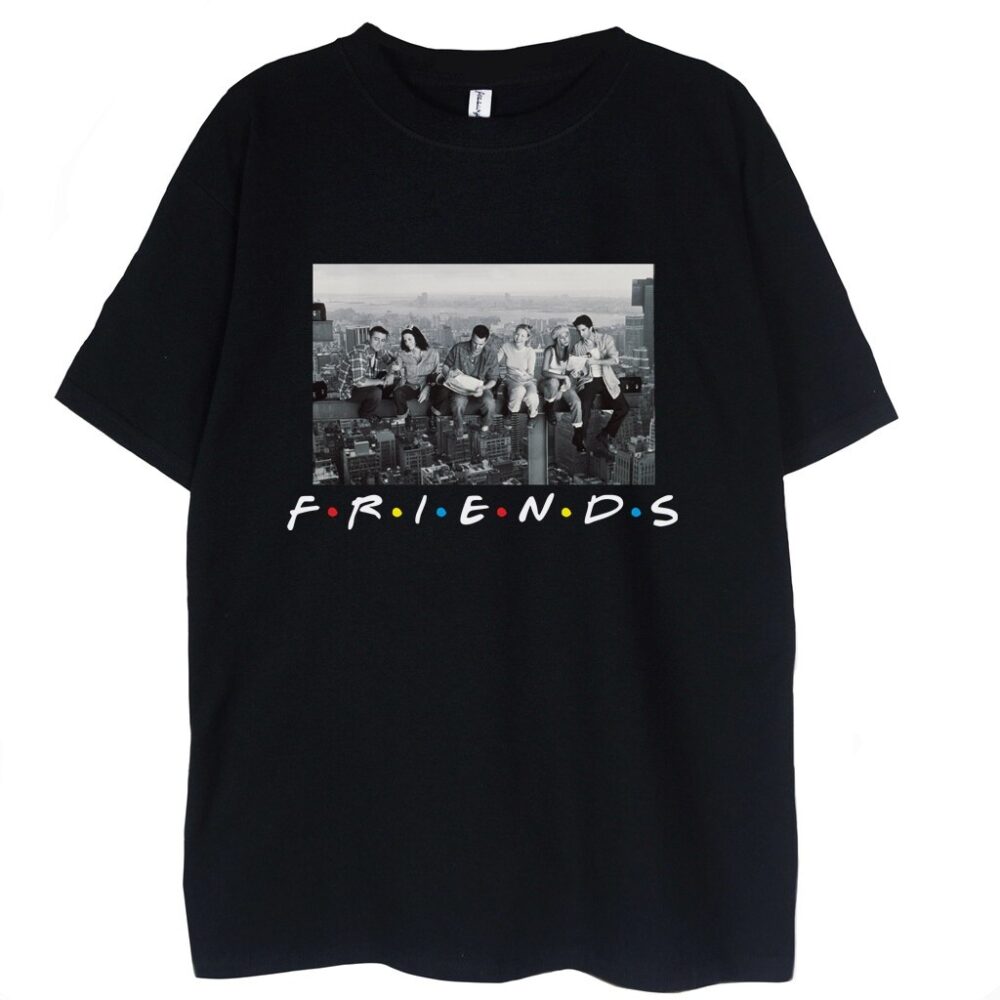 t-shirt czarny z grafiką przyjaciele