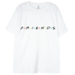t-shirt biały z grafiką przyjaciele logo