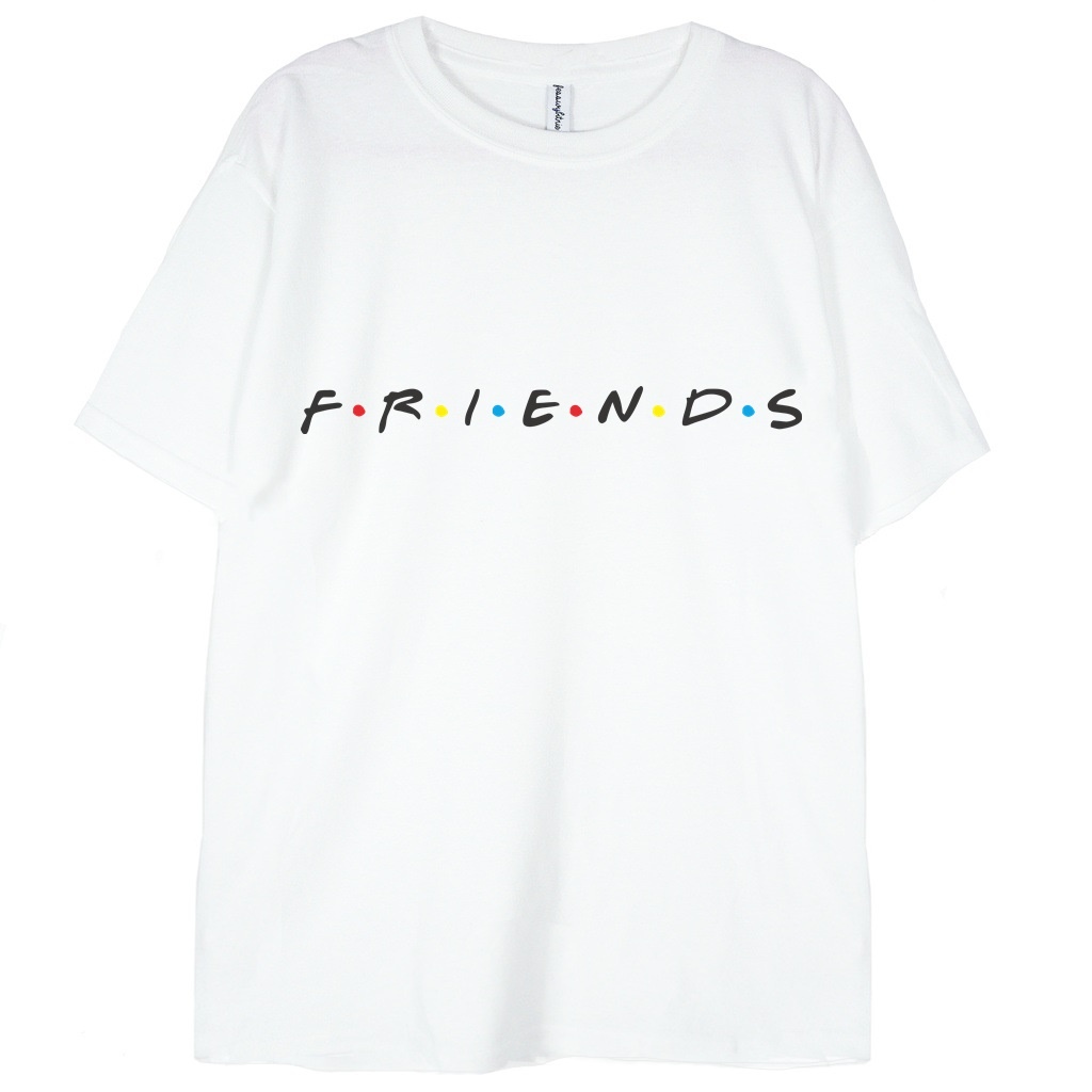 t-shirt biały z grafiką przyjaciele logo